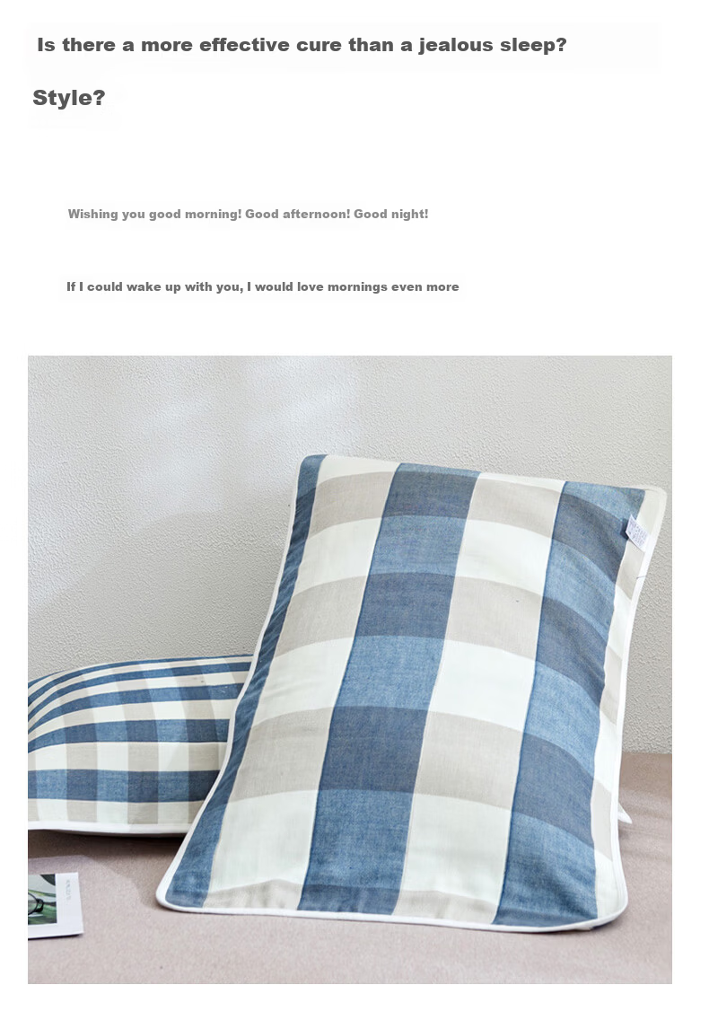 Hodo Cotton Six-Layer Gauze Pillowcase Extra Large Thickened Breathable Absorbent Pure Cotton Pillowcase 50*80 Pair Moose 1