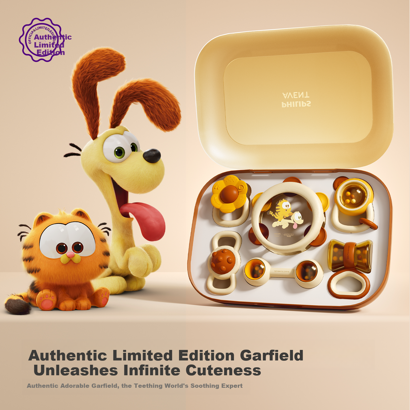 AVENT Newborn Rattle Gift Box Garfield Meet-and-Greet Baby Toy Gift Set Full Moon Gift 0-6 Months 1 Year Old Baby