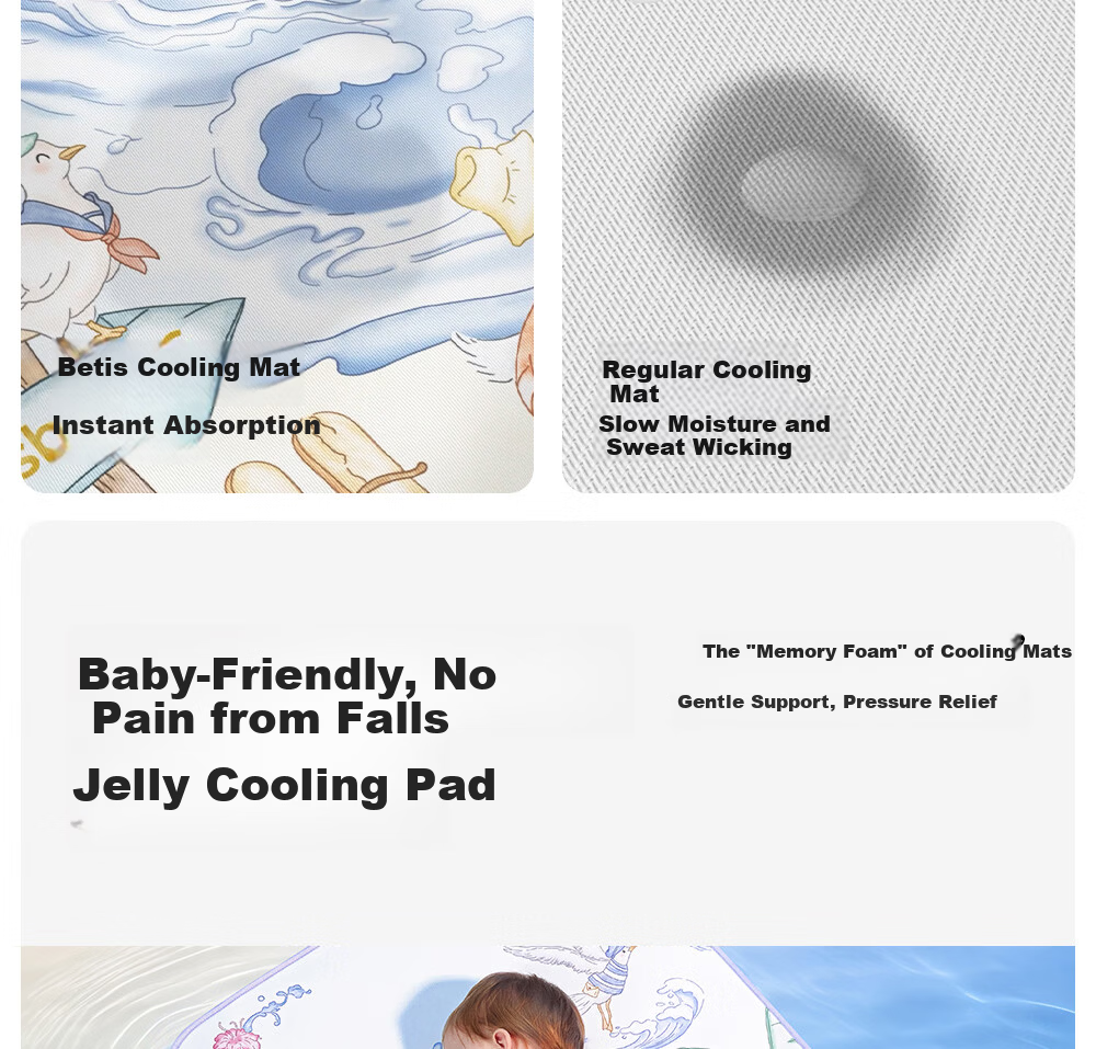 Betis Baby Cooling Mat Soft Breathable Ice Thin Pad Toddler Kindergarten Nap Mat Summer Party 120*65cm 19