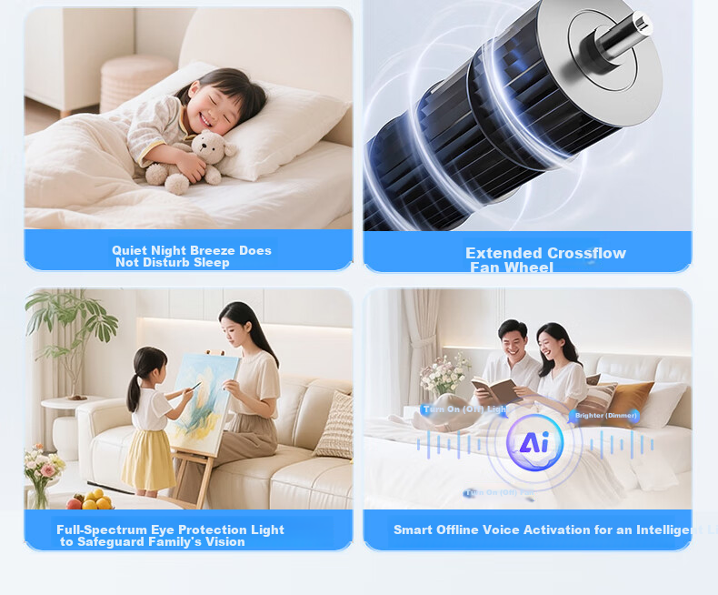 ASUS Lighting AI Voice Smart Full-Spectrum Bladeless Fan Light Ceiling Screen Display Minimalist Invisible Oscillating Fan Light for Bedroom and Dining Room 6