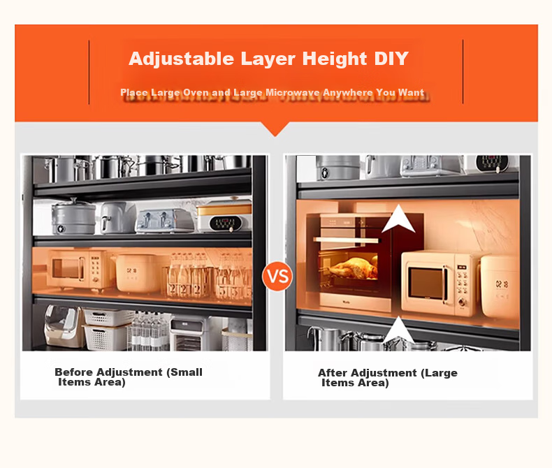Quanpinwu Kitchen Storage Rack Floor-Standing Multifunctional Utensil Shelf Household Microwave Storage Accessories 120*4 4