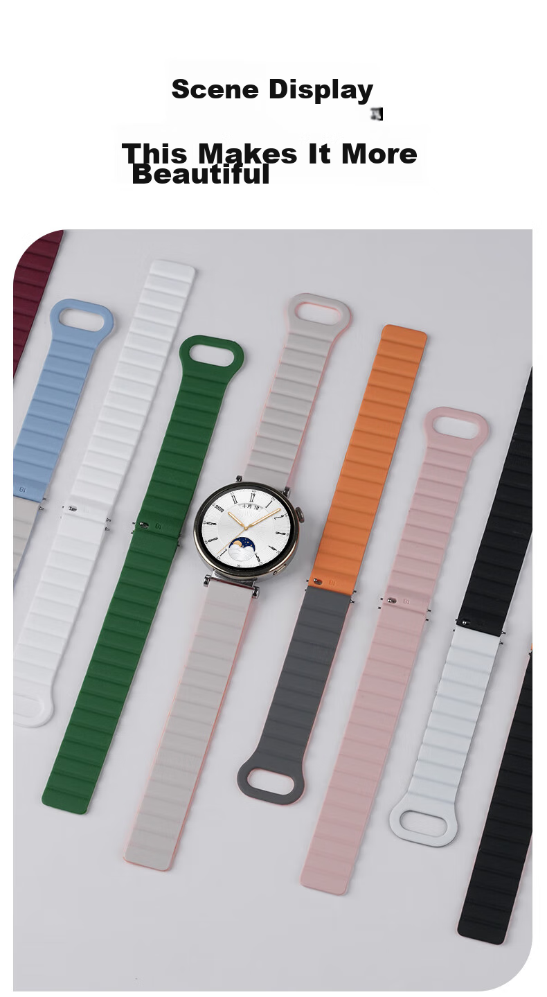 Watchbond Compatible with Huawei Watch GT5/GT6/GT4/GT5Pro Strap, Watch5 Women's Model 41mm Magnetic Silicone Loop Strap, Smart Sports 18mm Spring And Summer Wristband Accessory 12
