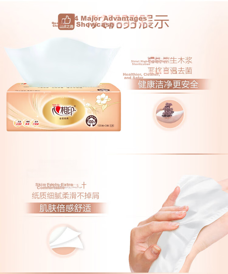 Mind Act Upon Mind DT24120 (4 Packs) Mind Act Upon Mind Classic 120 Sheets * 4 Packs/3-Ply Plastic Wrapped Facial Tissues (Single Pack) 4