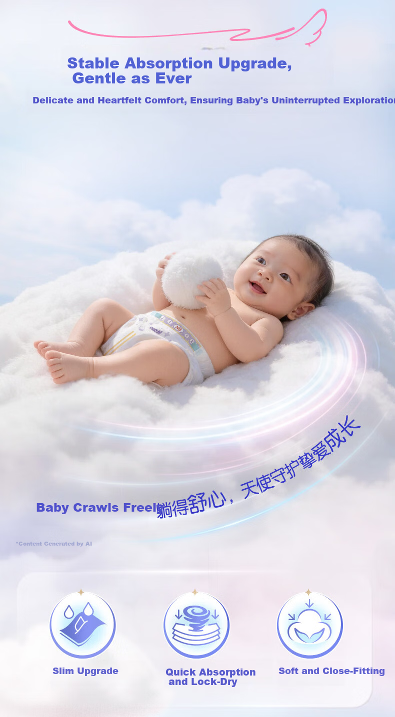 GOO.N Angel Series Diapers L38 (9-14kg) Baby Double Core Soft Absorption 1