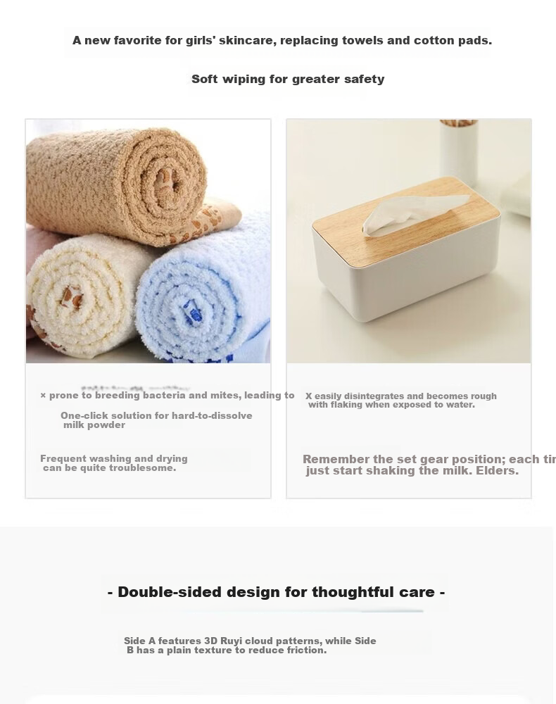 DAMAH DARK MAGIC Facial Cleansing Cotton Soft Towels Extra Large Thick Dual-Use Wet and Dry 80 Sheets*5 Packs (95g/m²) 20*20cm 6