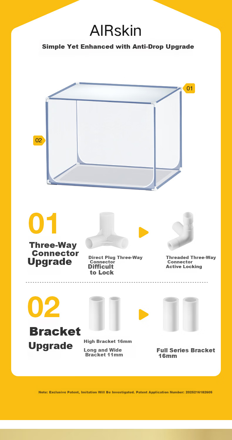 MEDOGA Class A Baby Mosquito Net with Thickened Frame 1.8x2m Home Use Blue [Threaded Three-Way Connector] 5