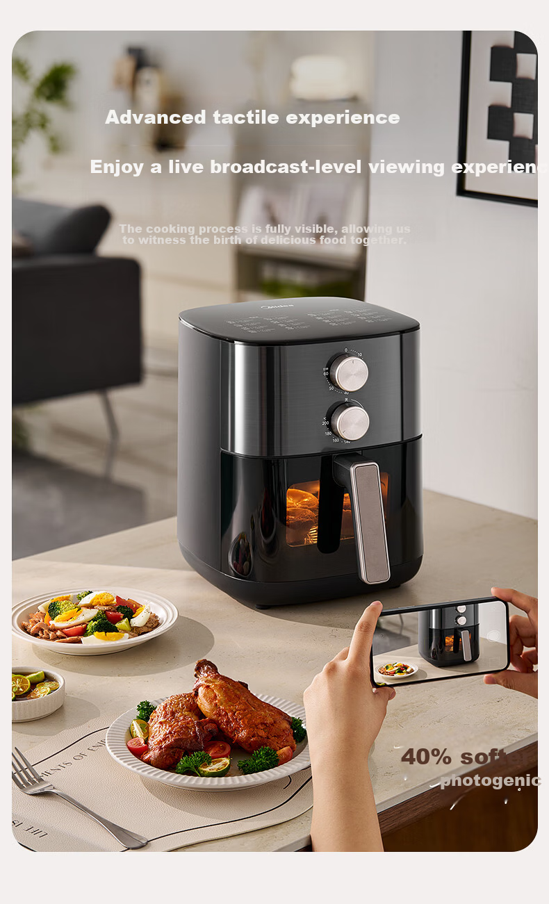 Midea Air Fryer Stainless Steel 0-Coating 2026 New Model【Price Guarantee 618】6.5L Large Capacity Home Air Fryer Steam Oven Combo Metal Interior KZE6559PRO 24