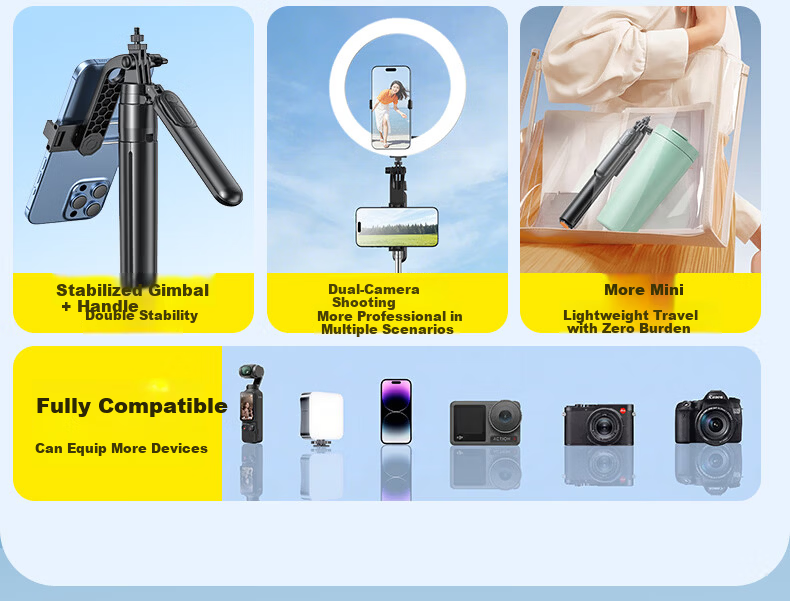 Shuotuo Floor-Standing Adjustable Selfie Stick Tripod Phone Holder Live Streaming Stand Portable Travel 360-Degree Rotating Anti-Shake Shooting Mount 7