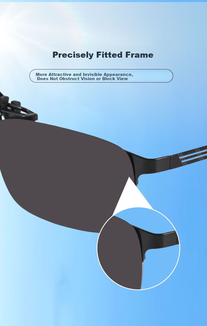 JFJN Polarized Clip-On Sunglasses for Myopia, UV Protection, Anti-Glare, Driving, Fishing, Hiking, Cycling JP02 15
