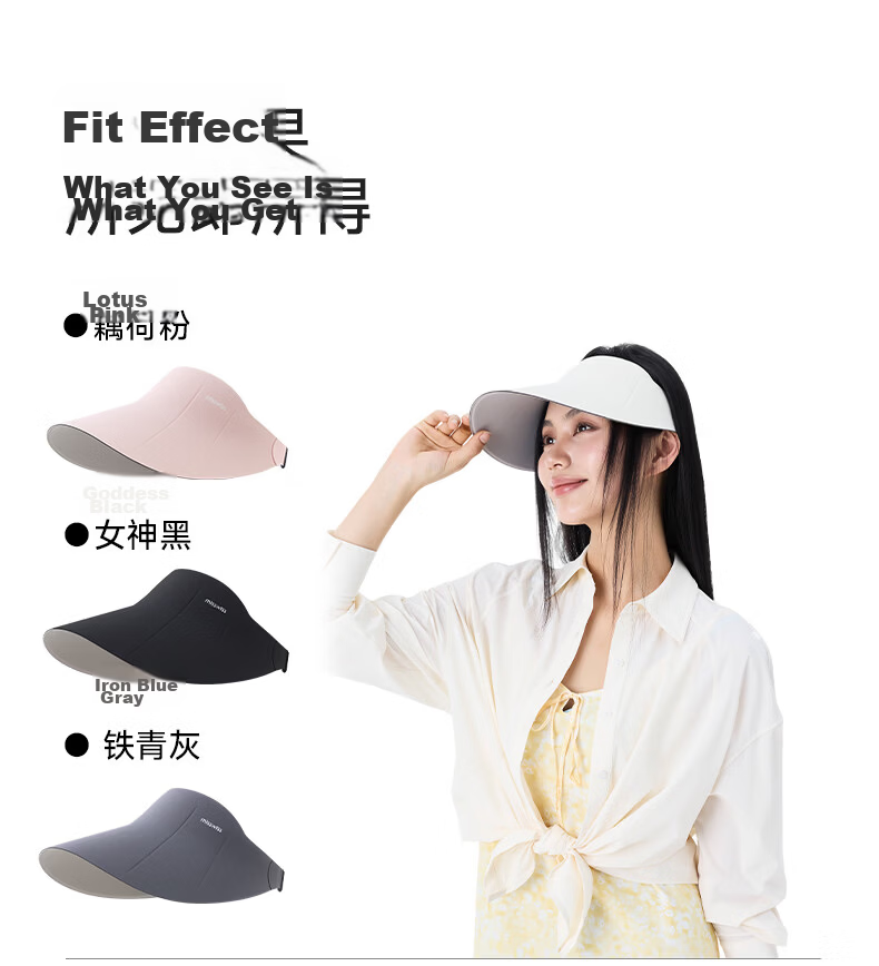 MissWiss Double-Sided Sun Protection Hat for Women Summer Outdoor UV Protection Versatile Sun Hat Goddess Black - Qi Wei Same Style 17