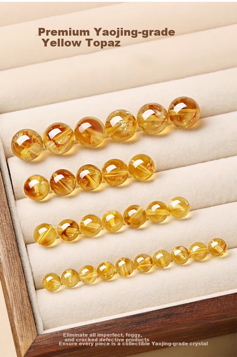 Jinliufu Auspicious Natural Grade Yellow Tower Crystal Loose Beads Wealth Yellow Crystal Handmade Beads for Women Birthday Gift for Girlfriend Mom Wife 8