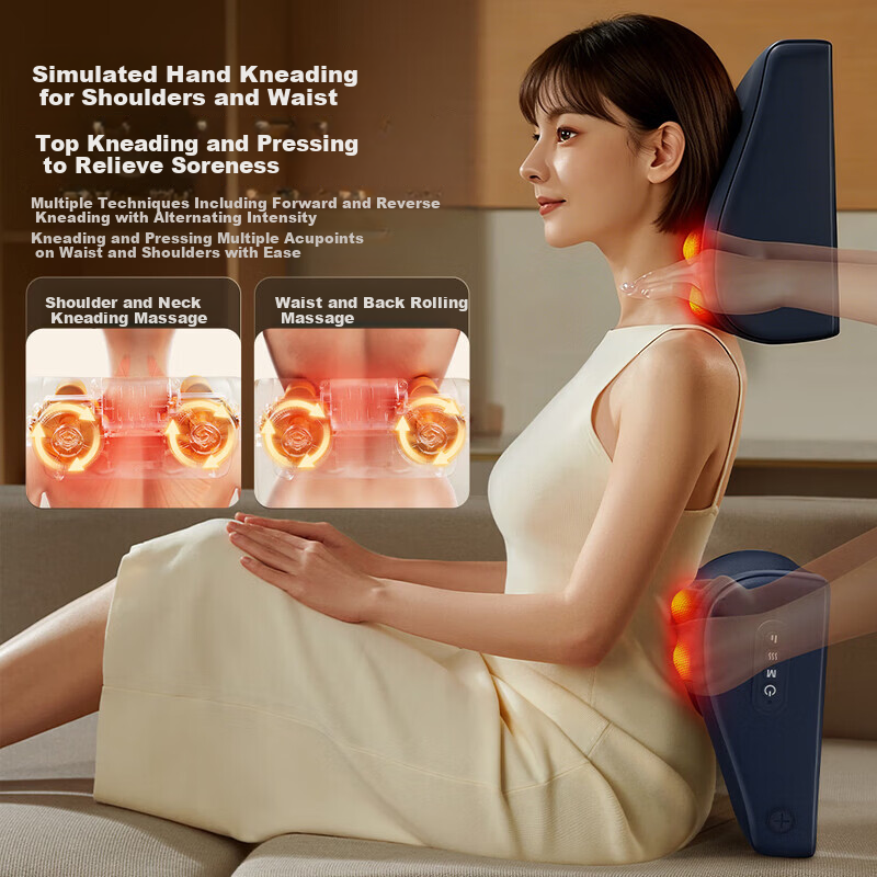 Ai Professor Cervical Massager Waist Massager Massage Pillow Shoulder Neck Waist Back Leg Massage Cushion Full Body Automatic Kneading Heating Practical Birthday Gift for Parents Elderly