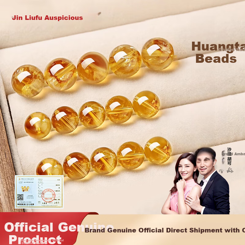 Jinliufu Auspicious Natural Grade Yellow Tower Crystal Loose Beads Wealth Yellow Crystal Handmade Beads for Women Birthday Gift for Girlfriend Mom Wife