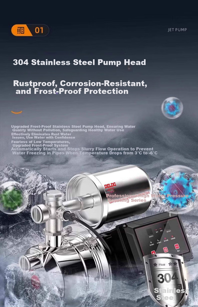 Delixi 304 Stainless Steel Intelligent Frequency Conversion Jet Pump Corrosion Resistant Rustproof Quiet Fully Automatic Household Irrigation Well Water Pump 9