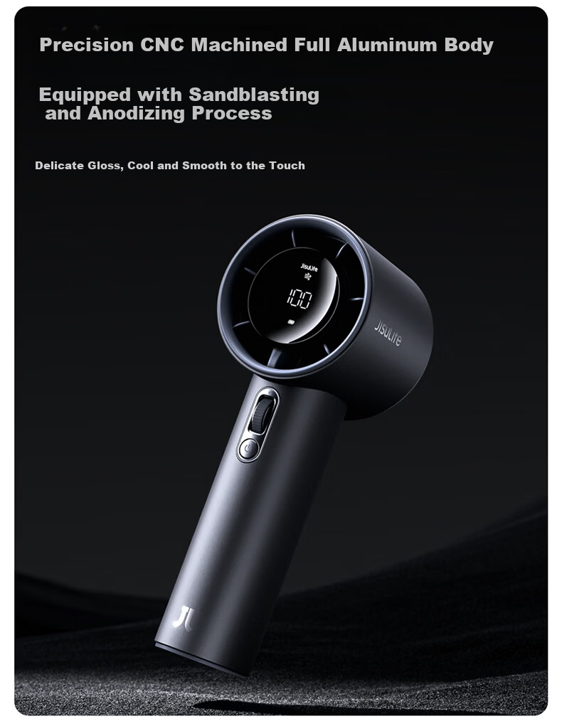 Jisu (JISULIFE) Handheld Mini Fan, High-Speed Energy-Saving Air Blaster, Compact Portable Powerful Long-Lasting Rechargeable Electric Fan, Pro1s Silver 7