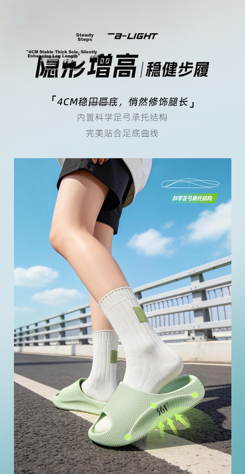 361° Hurricane Women's Sports Sandals 2026 Summer New Thick-Soled Cushioned Slip-On Comfortable Height-Increasing Outdoor Beach Shoes 8
