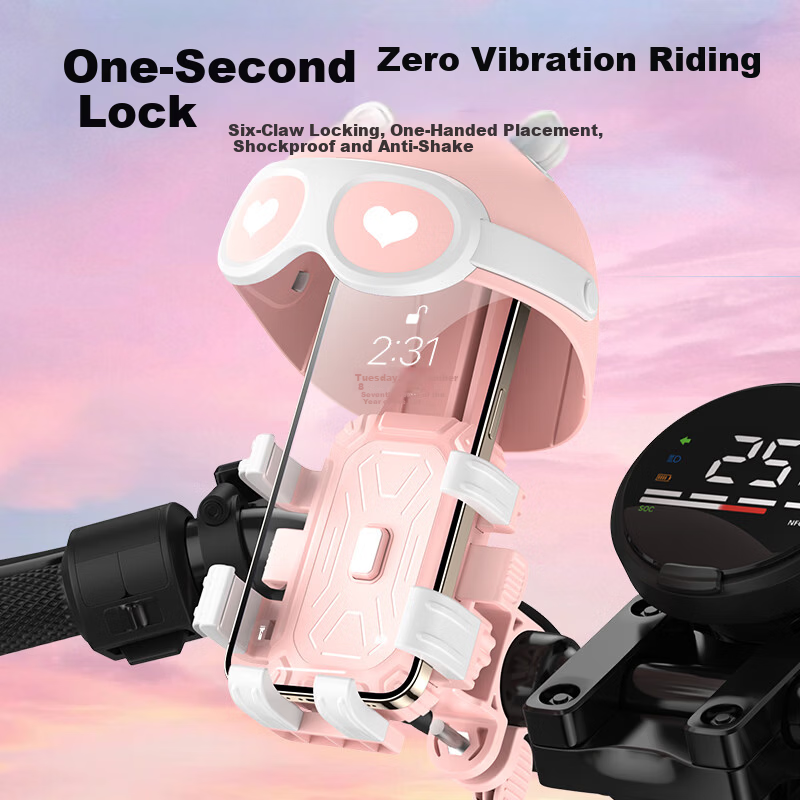 BZBC Electric Bike Phone Holder for Battery Scooter Motorcycle Bicycle Rider Special Delivery Navigation Anti-Shake Handlebar Mount for Delivery and Courier Riders