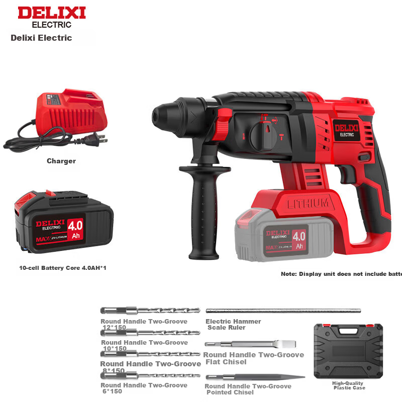 Delixi Electric Brushless Cordless Rotary Hammer Drill Three-in-One Heavy-Duty Wireless Industrial Concrete Impact Electric Power Tool