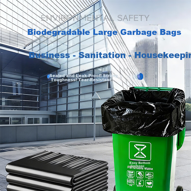 Lide Biodegradable Black Extra Thick Large Garbage Bags for Property Sanitation 120x140cm 4 Mil 30pcs/Pack 1