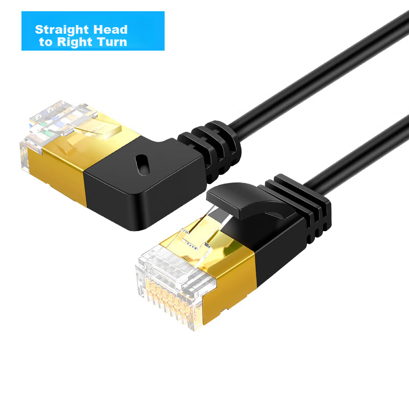CABLE CREATION Cat7 Right-Angle Ultra-Thin Ethernet Cable Pure Copper 10Gbps Transmission Dual-Layer Shielded 8-Core Twisted Pair Engineering Grade 10G Network Computer Broadband Patch Cable 1m
