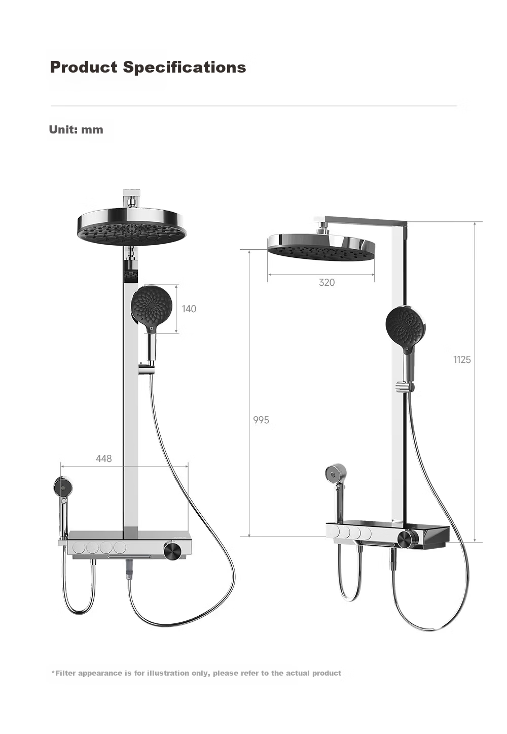 HOROW A11 Gunmetal Gray New Multi-Functional Shower Set with Scale-Resistant Sensor and Digital Display LYHS001-2603Q-A11 16