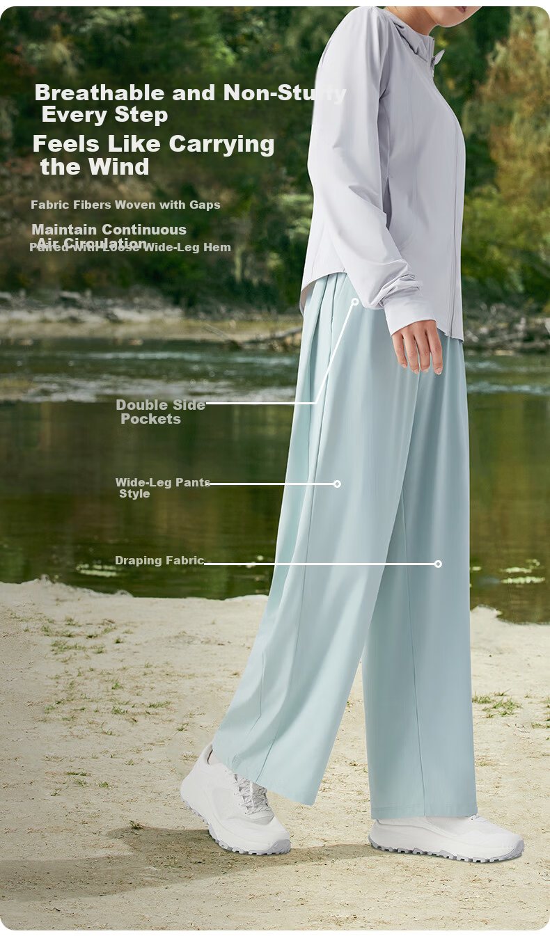 TECTOP Casual Pants Lightweight Outdoor Loose Breathable Solid Color Long Pants 2422138ZZ Women's Pink XL 8