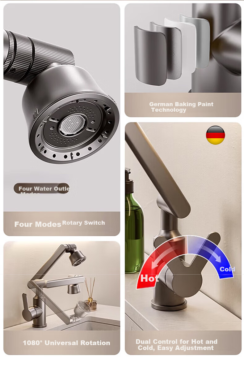Rosecret Stainless Steel Basin Faucet Bathroom Sink Mixer Tap Hot and Cold Water Faucet Germany 6