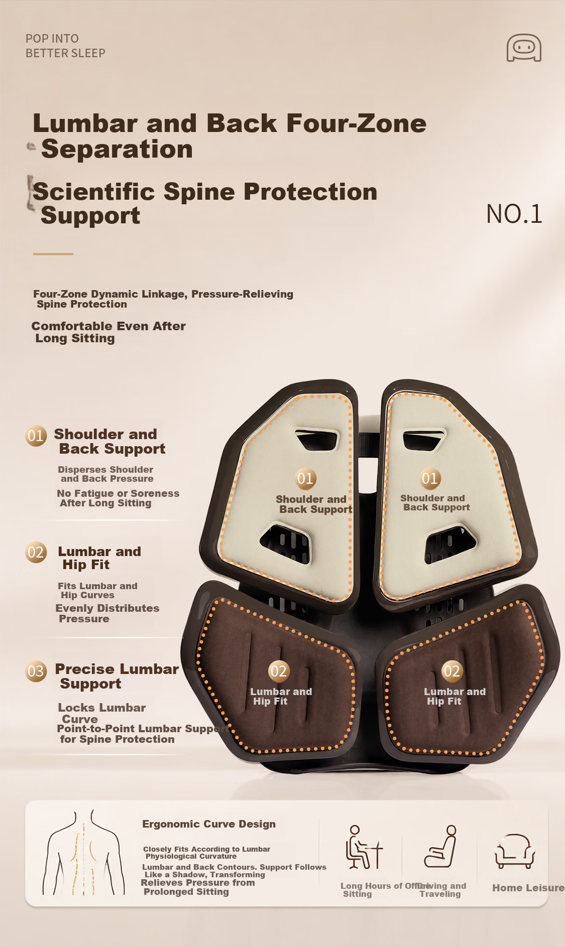 Bubble Car Lumbar Support Cushion Ergonomic Backrest Office Seat Long Sitting Essential Father's Day Gift 4