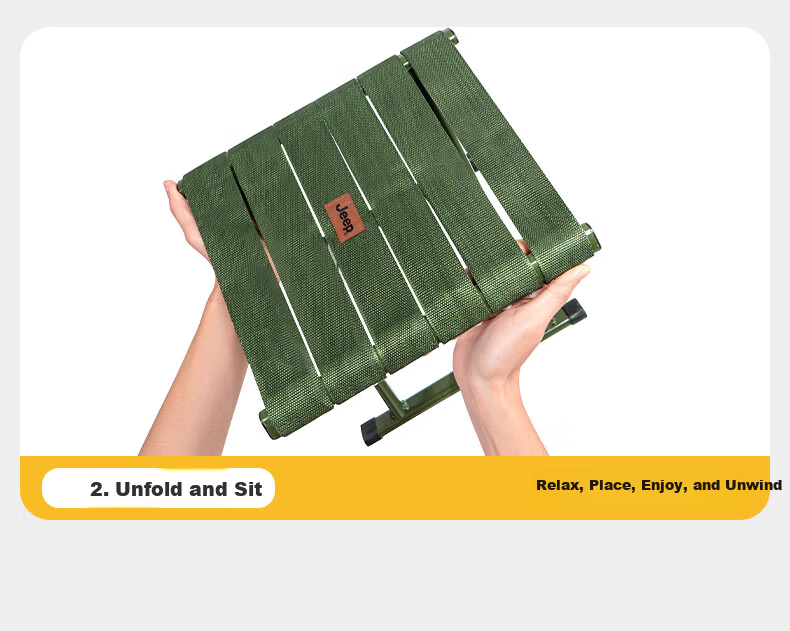 JEEP Folding Stool Portable Outdoor Chair Home Folding Bench Leisure Seat Queue Helper Medium Size Army Green 8