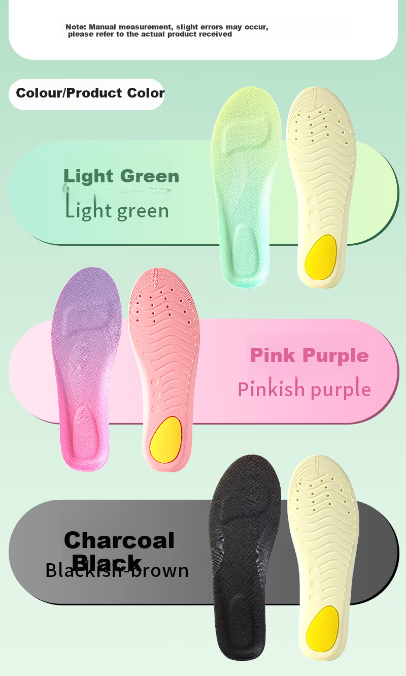 Vitality Rebound Small Cloud Insole Soft Elastic Sports Antibacterial Deodorant Shock Absorption Breathable Sweat-Absorbing Men's Long-Standing Fatigue Relief Military Training Women's Green 39-40 16