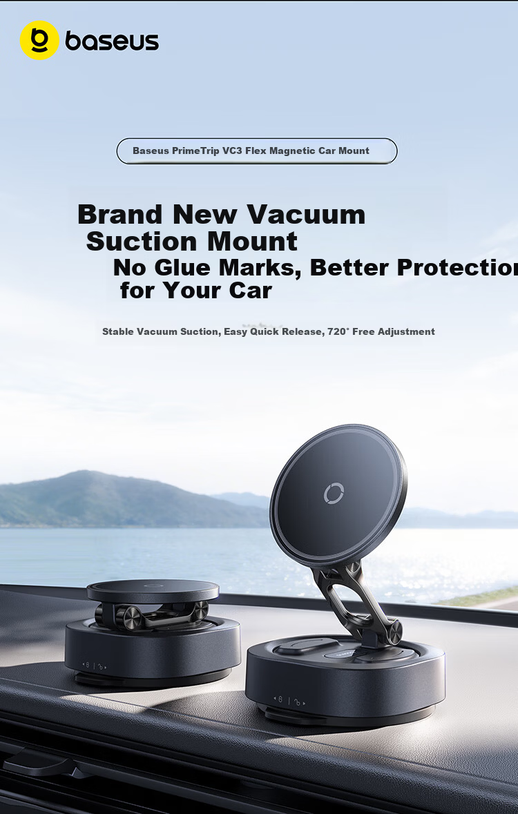 BASEUS [No Trace Vacuum Adsorption] Car Phone Holder Magnetic Dashboard Suction Cup Car Navigation 2026 New Model 9