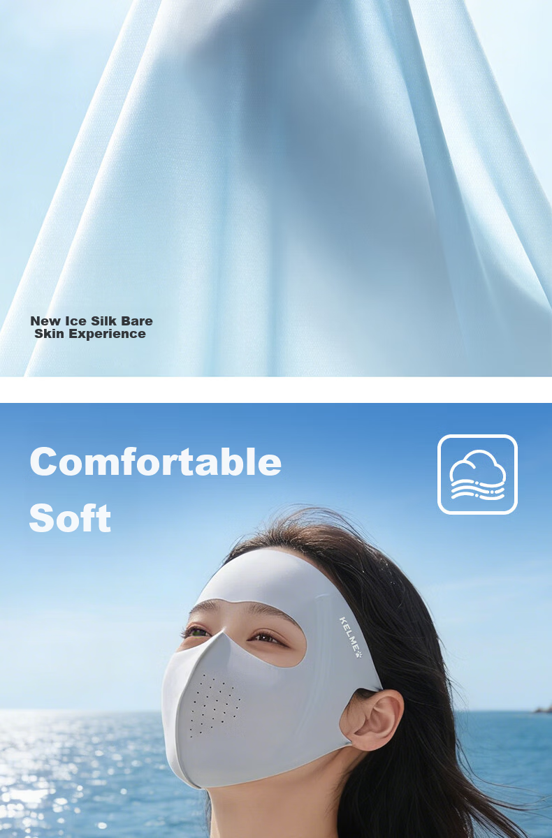 KELME Unisex Full Face Ice Silk Sun Protection Mask UV Resistant Breathable Summer Outdoor Cycling Driving Face Cover 5