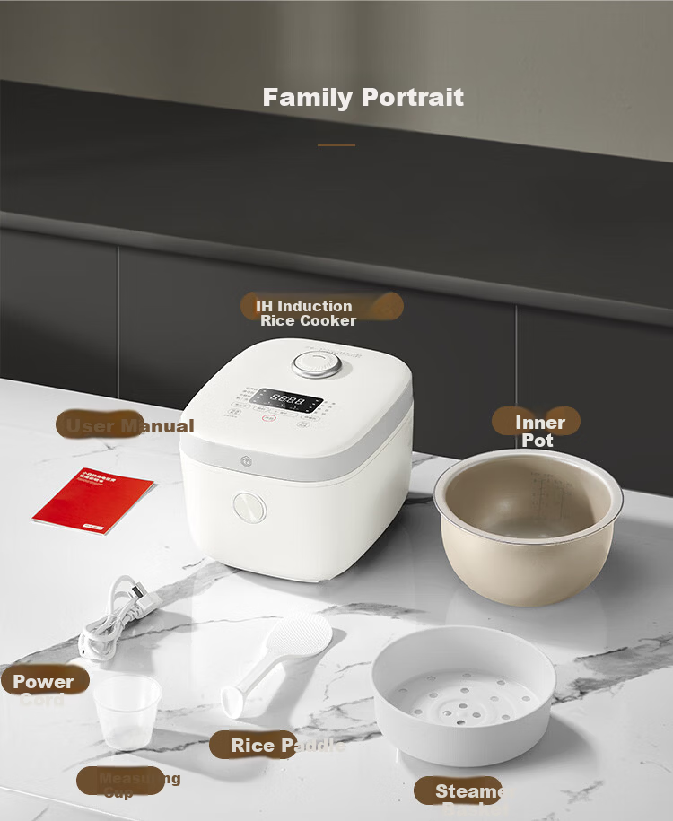 JD Original Rice Cooker for 4-5 People [IH Micro-Pressure, Zero Fluorine, Spherical Pot] Electric Rice Cooker Home Use 4L Large Capacity Multifunctional Smart Steaming And Cooking Firewood Rice 4049A 16