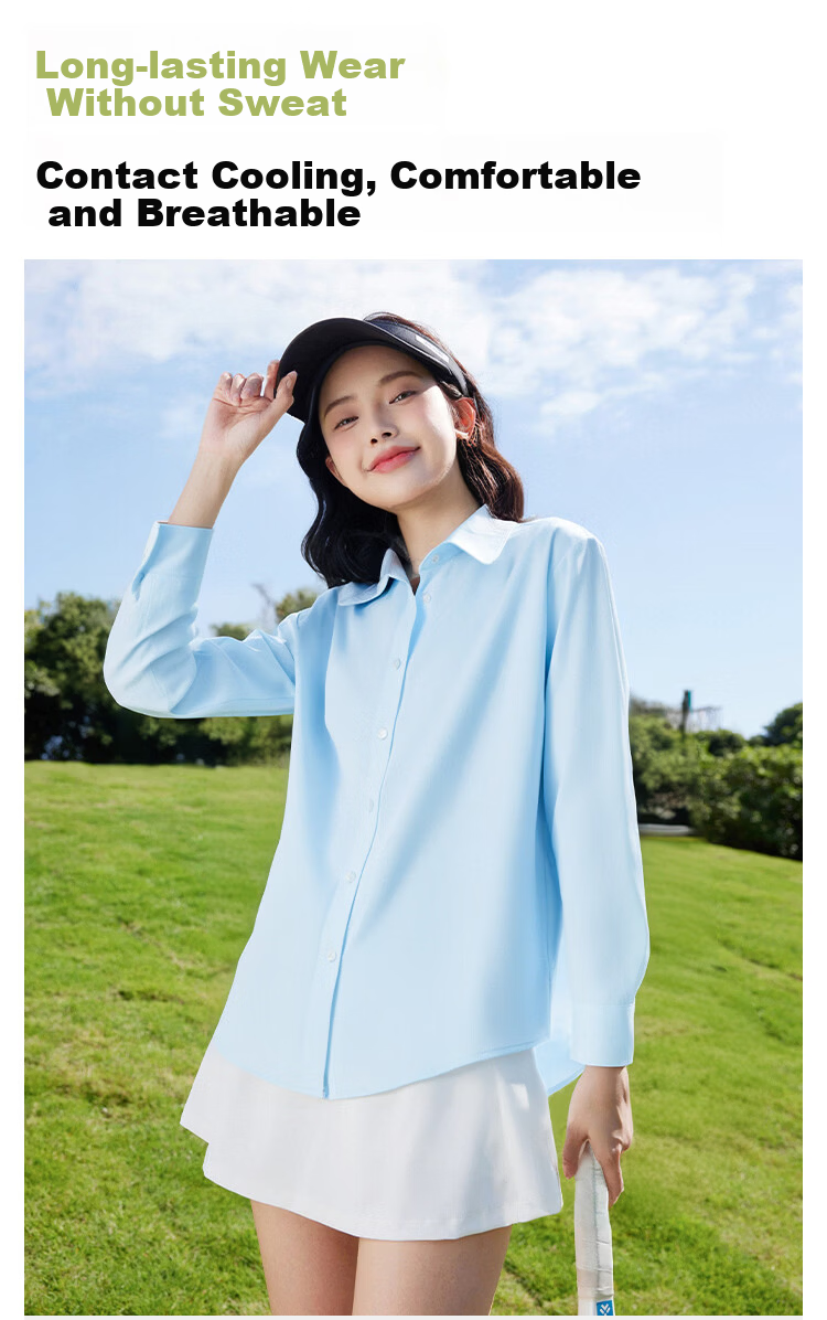 Baleno S&K Women's Cooling Long Sleeve Shirt Summer 2026 New Wrinkle-Resistant Ice Silk UPF50+ Sun Protection Loose Casual Jacket K 5