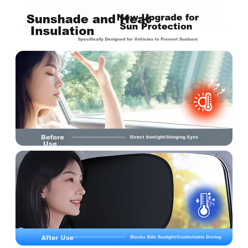 KOOLIFE Car Rear Window Sunshade Curtain Sun Protection Heat Insulation Side Window Sunshade Black Glue Static Adsorption
