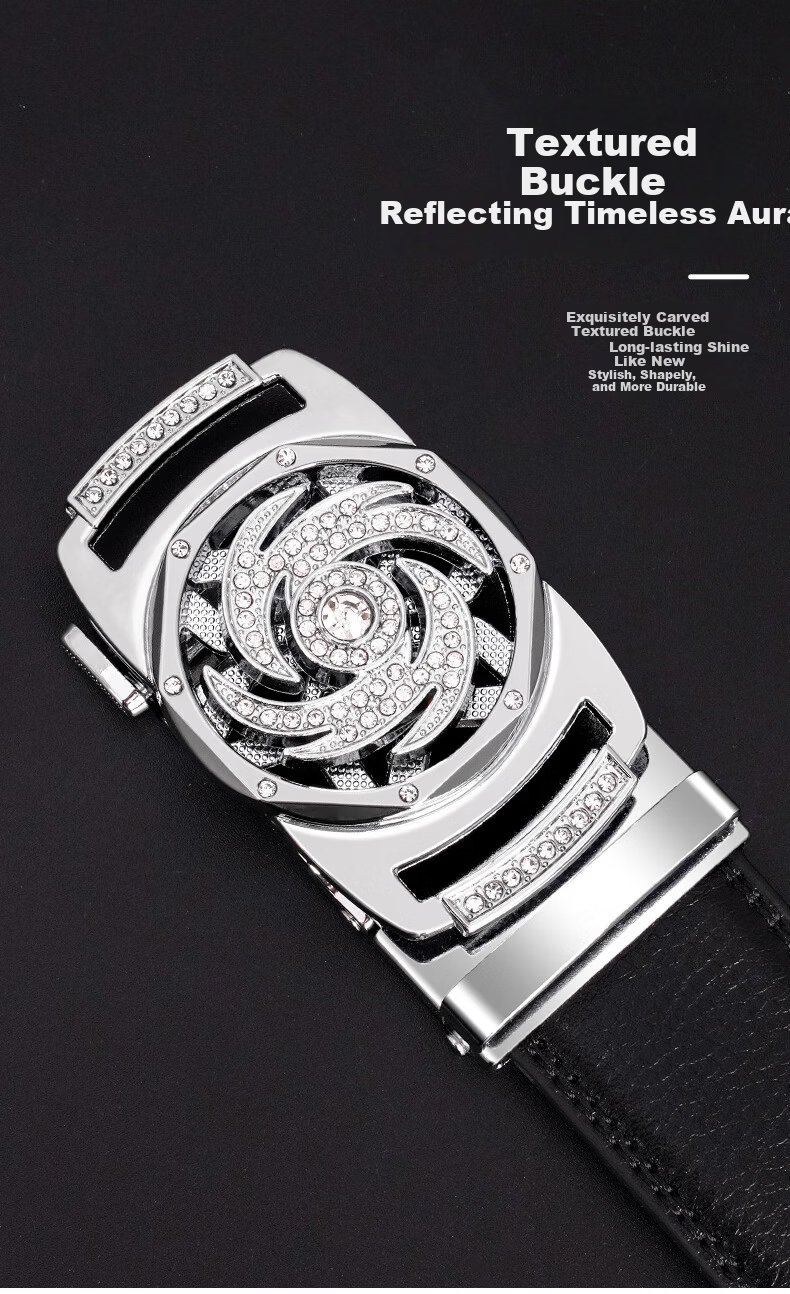 CARTELO "Fortune Turn" Men's Business Casual Genuine Leather Automatic Buckle Belt Gift for Boyfriend Husband Father 3