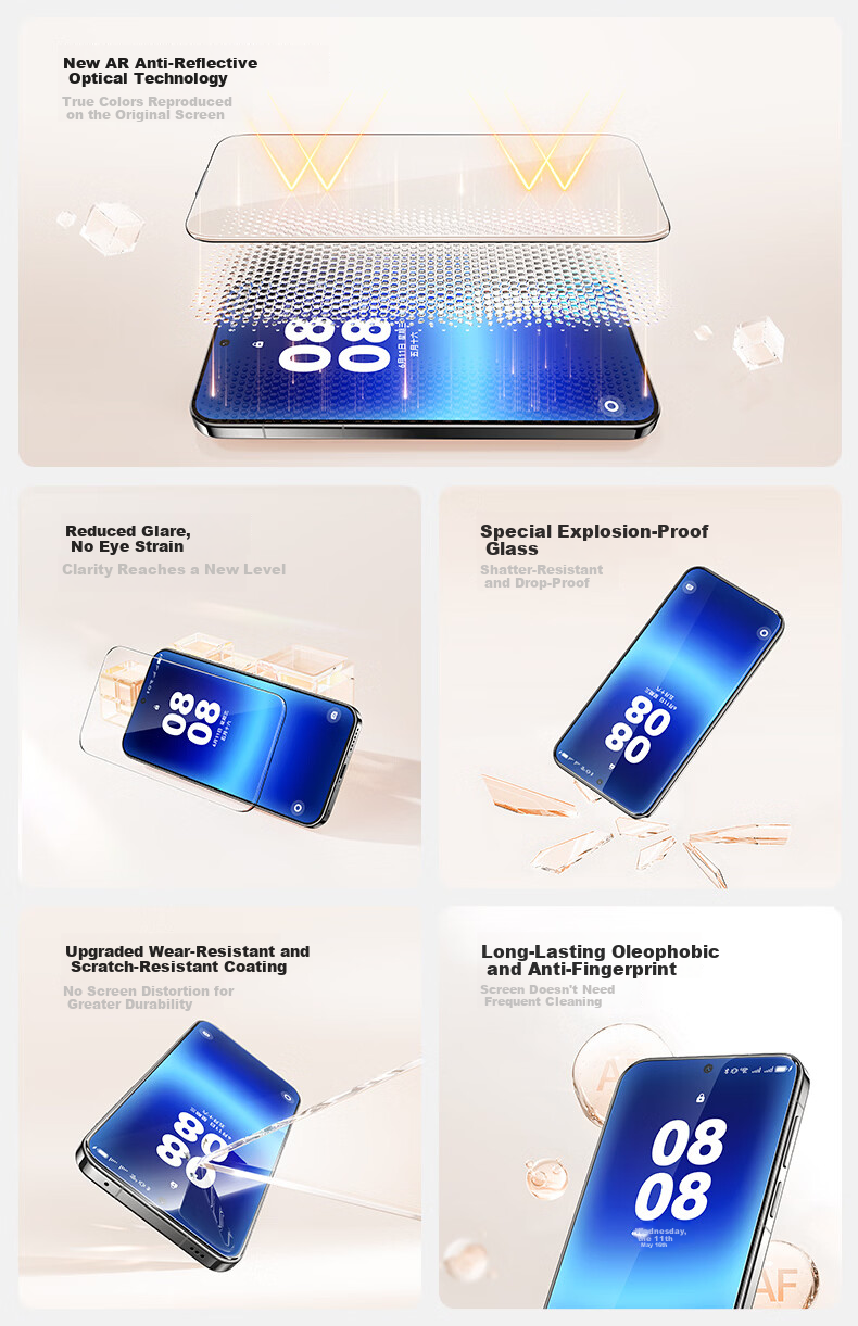 Shanmo AR Anti-Reflective Tempered Glass Screen Protector for Huawei Pura90 Pro Max, Full-Screen Anti-Glare, HD Anti-Fingerprint, Dustproof, Drop-Resistant Film 7