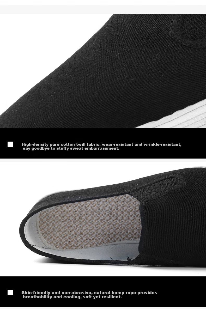 3514 Traditional Old Beijing Cloth Shoes Handmade Hemp Rope Layered Sole Spring Summer Breathable Comfortable Slip-On Work Shoes Men Size 41 5