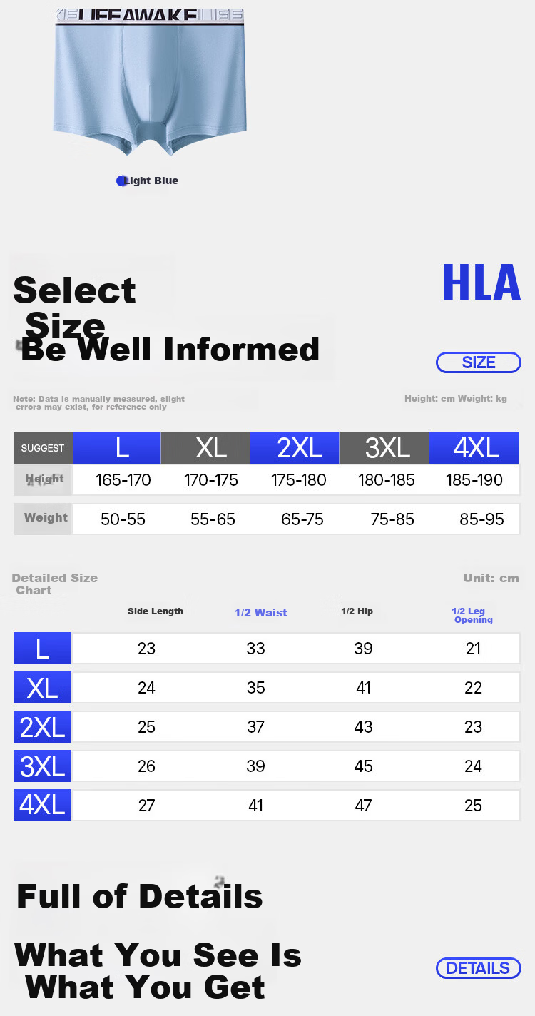 HLA Heilan Home Men's Underwear 95% Cotton Antibacterial Comfortable Breathable Boxer Briefs 3-Pack 3
