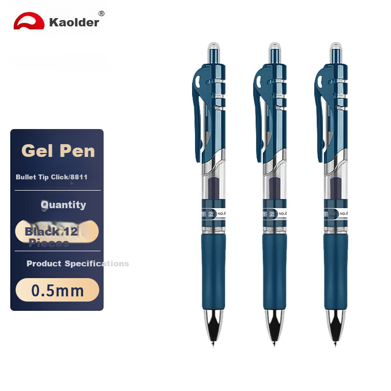 Kaoerde 0.5mm Retractable Ballpoint Pen Blue Ink 12-Pack Classic Office Gel Pen 8811