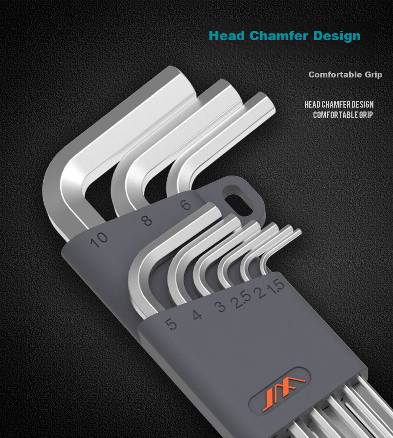 Jimmy Home Hex Key Set Hardened S2 Material 9-Piece Ball-End Fully Heat-Treated Hex Wrench JM-G1309N 12