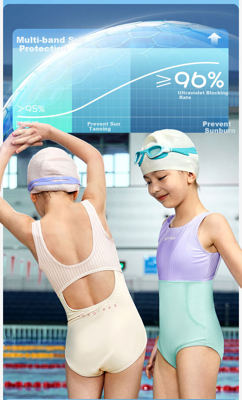 Kocotree KK Tree Kids Girls Competitive One-Piece Triangle High Elastic Chlorine-Resistant Professional Training Swimsuit 17