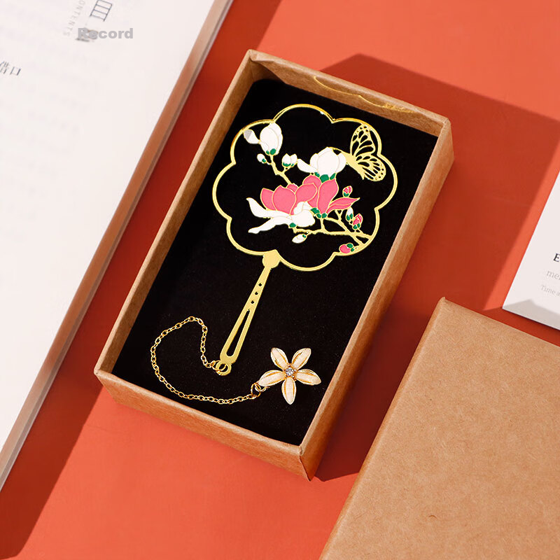 E-Muguo Metal Bookmark Ancient Style Gift Box Set Chinese Style Cultural Brass Bookmark Birthday Gift Creative Souvenir for Teachers Classmates Friends Magnolia Flower