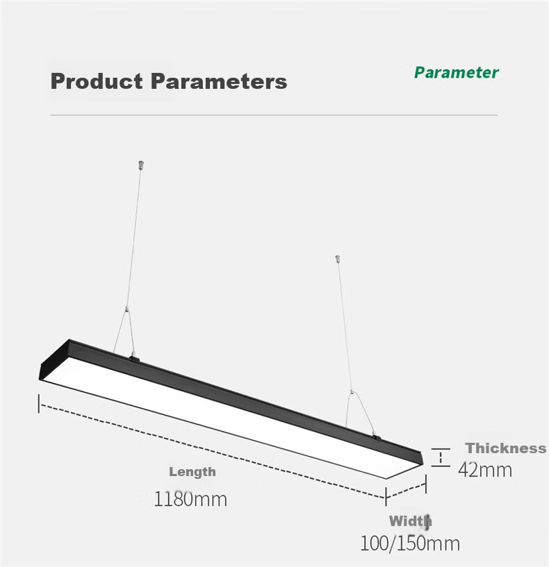 NVC LED Pendant Linear Light Office Mall Store Minimalist Iron Frame Black 50W Cool White 12