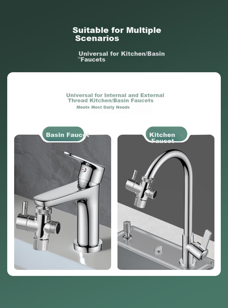 HSPA Faucet 1-in-2-out Adapter Shower Diverter Angle Valve Tee 1/2" Connector with Switch HS-96 9
