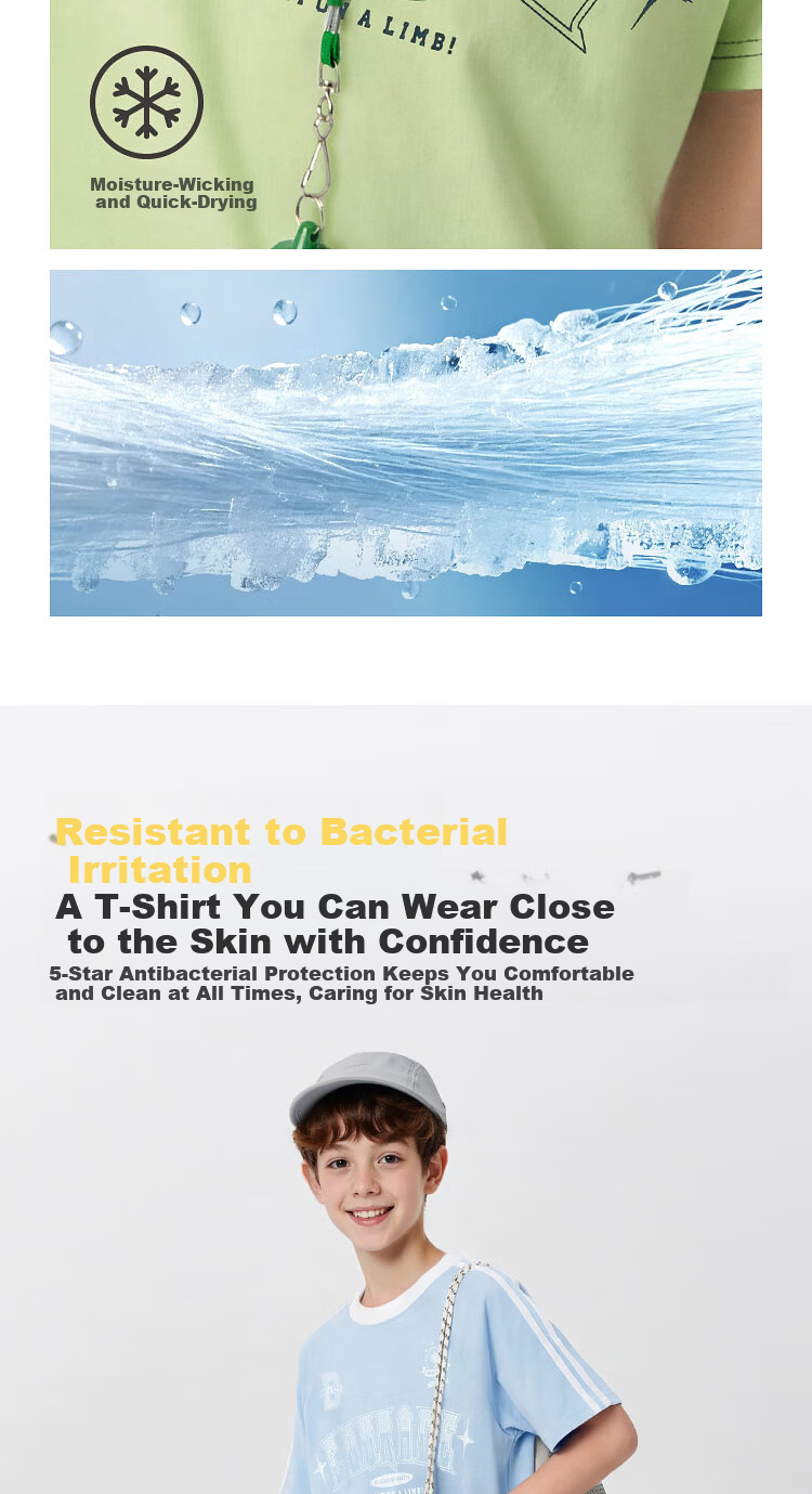Balabala【balaOne】Kids Short Sleeve T-Shirt Boys Girls 2026 Summer Quick-Dry Cooling 2
