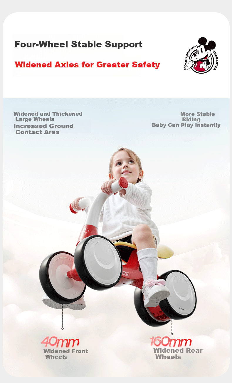 Disney Toddler Balance Bike 1-3 Years Anti-Tip Baby Walker Ride-On Toy Birthday Gift 3