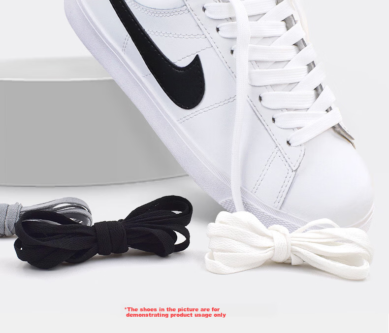 Huabaochi Flat Shoelaces White Black Unisex Small White Shoes Shoelaces for Sports Basketball Casual Shoes with Shell Tips 2