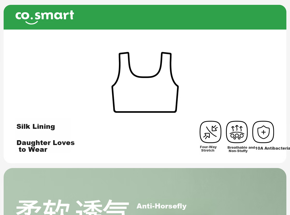 COCO SMART Girls' Underwear, Stage 1 Camisole Thin Vest Bra for 10-Year-Old Elementary School Girls in Development Period 1