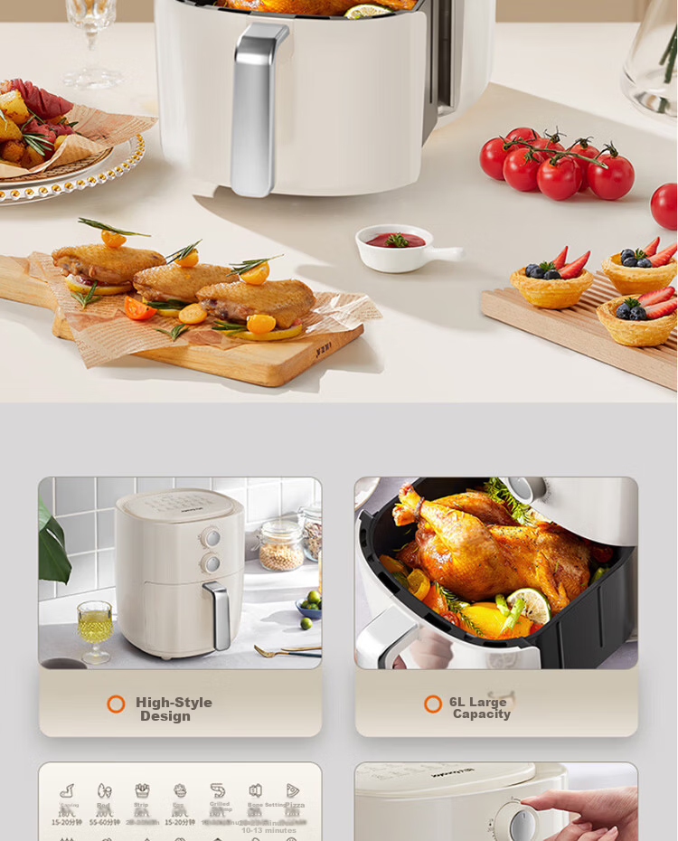 Joyoung Air Fryer Household Smart Multifunctional Steam Oven Combo Oil-Free Fryer 6L French Fries Machine KL-J63A 1